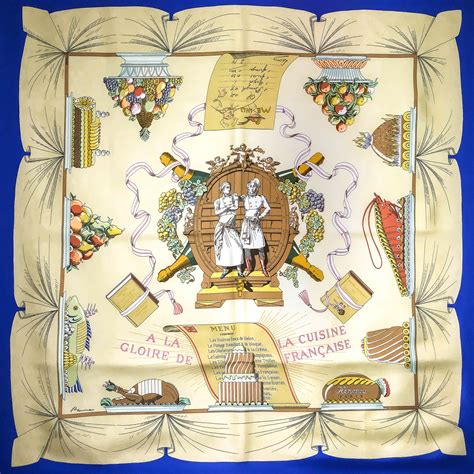 hermes a la gloire de la cuisine francaise|Hermes Silk Scarf A La Gloire De La Cuisine Francaise 90 cm .